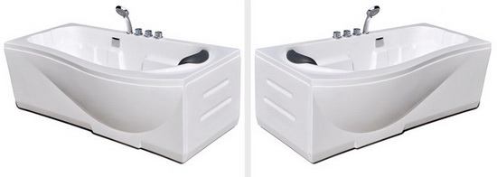 Left hand and right hand option of P shaped bath, P shaped whirlpool bath 1500-1600-1700 mm