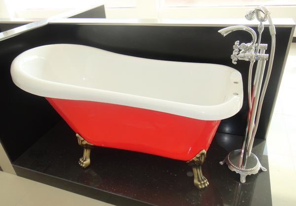 1500mm 1600mm 1700mm acrylic slipper clawfoot tub in orange color