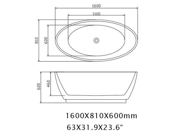 Freestanding Oval Bath Specification Sheet