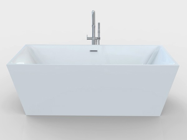 Freestanding rectangular bathtub front view