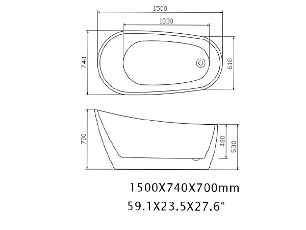 Freestanding Slipper Tub Specification Sheet