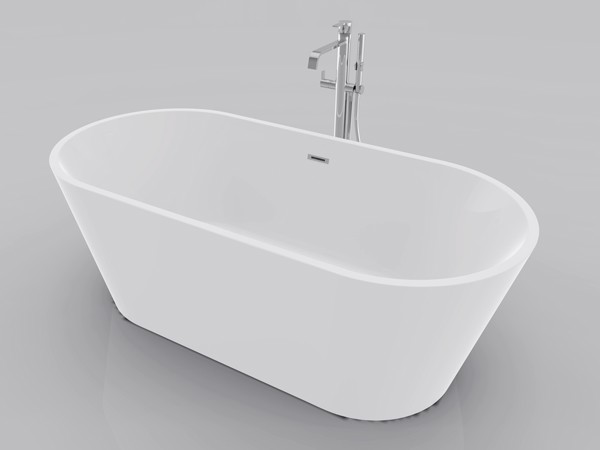 Oval freestanding bathtub with freestanding tub faucet