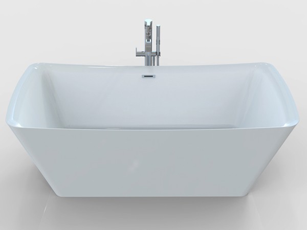 Rectangular freestanding soaking tub side view