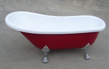 red acrylic clawfoot tub