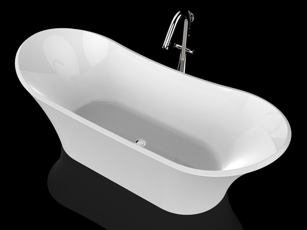 Roll top freestanding bath with freestanding tub faucet
