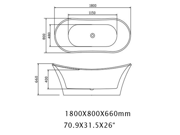 Roll Top Freestanding Bath Specification Sheet