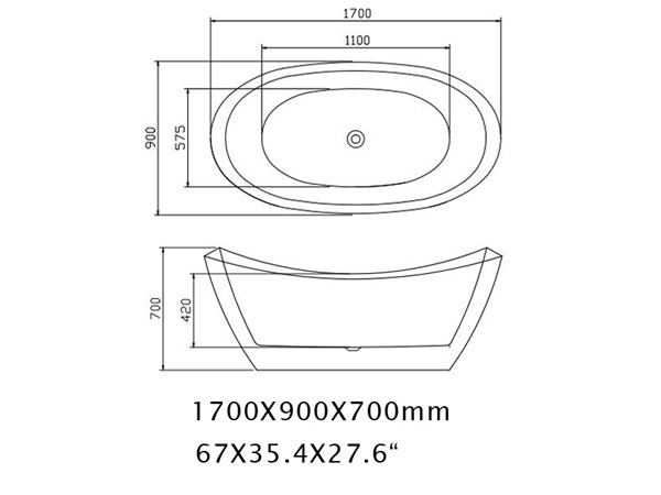 Wide Freestanding Tub Specification Sheet
