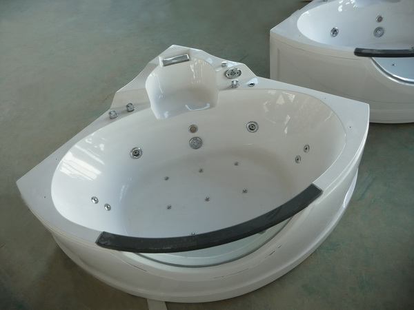 Corner whirlpool bath tubs with whirlpool and air jets