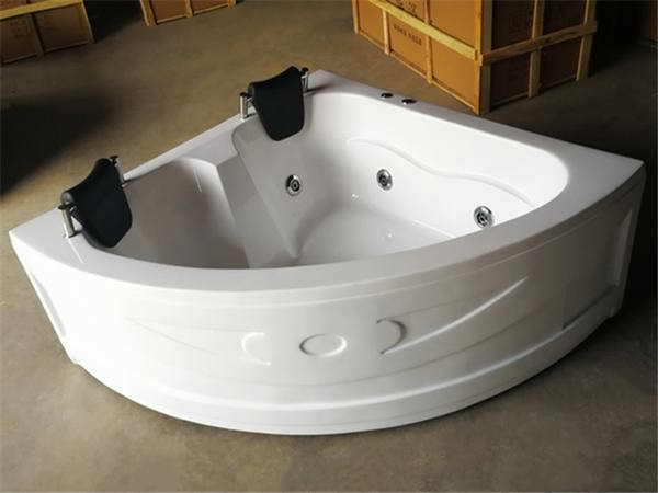 Corner whirlpool bath tubs with faucet, spout and hand shower