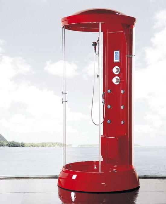 Red Round Steam Shower Cabin 1000mm x 1000mm